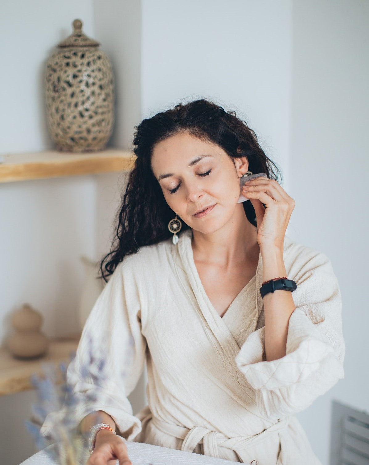 Self care with facial gua sha